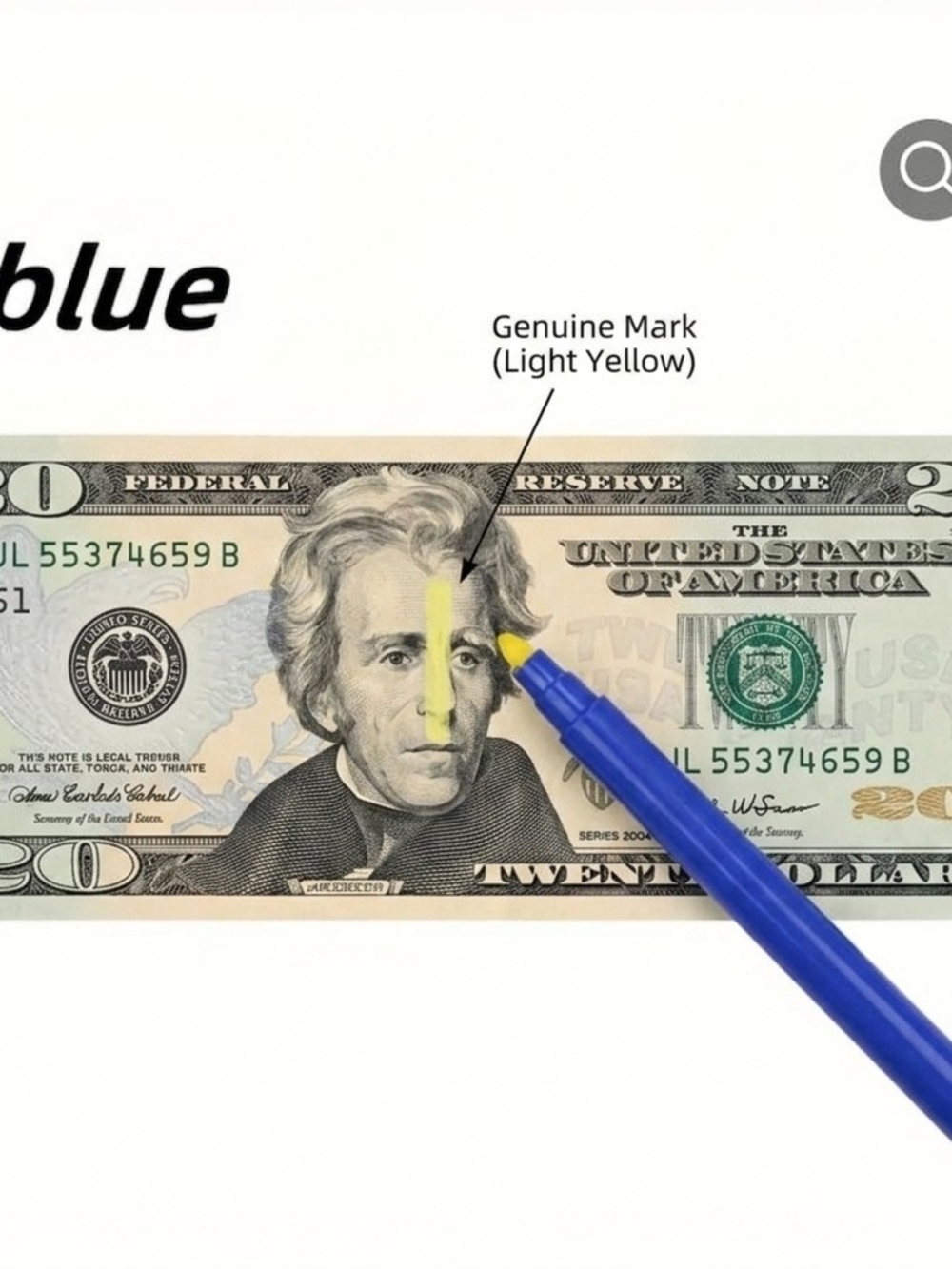 Counterfeit Money Detection Pen -  Yellow Marker